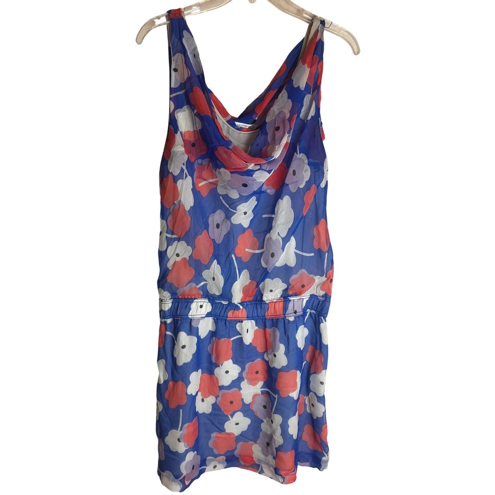 Diane Von Furstenberg Blue Floral Cowl Neck Mini Dress